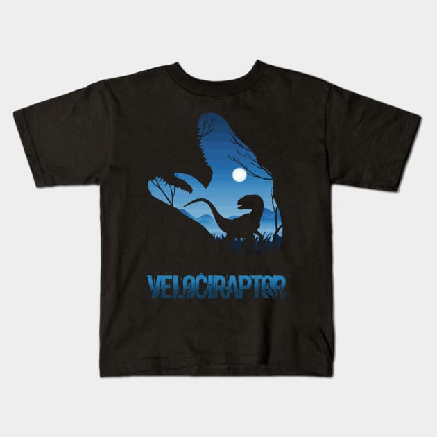 Velociraptor Kids T-Shirt by WorldDinosaurs
